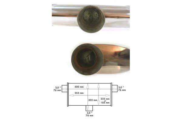 Rear Center Silencer 76mm TurboWorks LT 304SS 355mm TUNING SPORT Version European