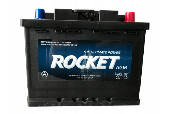 AGM Rocket Battery 12V 60Ah 640A Sebang Start Stop For Premium Cars