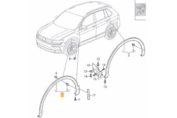 Mudguard rail left front Tiguan Allspace 2018 Part manufacturer VAG