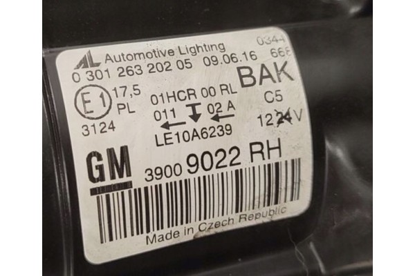 LAMP FRONT REFLECTOR OPEL ZAFIRA C RIGHT ORIGINAL EUROPE WHOLE Height adjustment electric