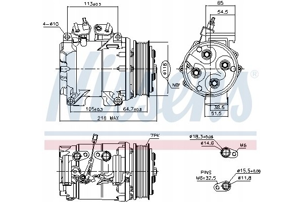 Compresor de aire acondicionado Nissens 890128 para Honda Accord 03- /