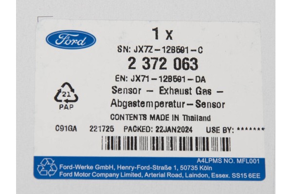 CATALYST TEMPERATURE SENSOR 18 1 5 DIESEL 2372063 JX71 12B591 DA Catalog number of the part 2372063 JX71 12B591 DA JX71 12B591 C
