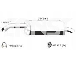 Final silencer ERNST 314091 for FORD Fiesta Mk6 Hatchback JA8 JR8