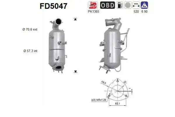 PARTICULATE FILTER FAP DPF FD5047 AS CHEVROLET