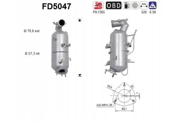 PARTICULATE FILTER FAP DPF FD5047 AS CHEVROLET Packaging status original