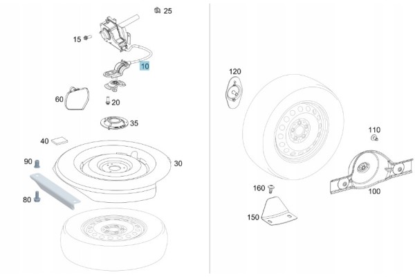 LIFT SPARE WHEEL HOLDER MERCEDES VITO W639 W447 Catalog number of the part A6394000339