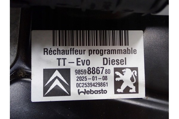 WEBASTO PARKING HEATER 9859886780 TT EVO PEUGEOT TRAVELLER 2 0HDI 25R Quality of parts according to GVO O original with manufact
