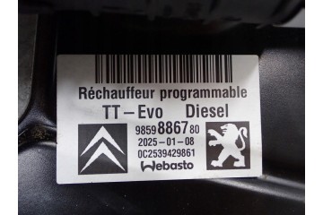 WEBASTO PARKING HEATER 9859886780 TT EVO PEUGEOT TRAVELLER 2 0HDI 25R Quality of parts according to GVO O original with manufact