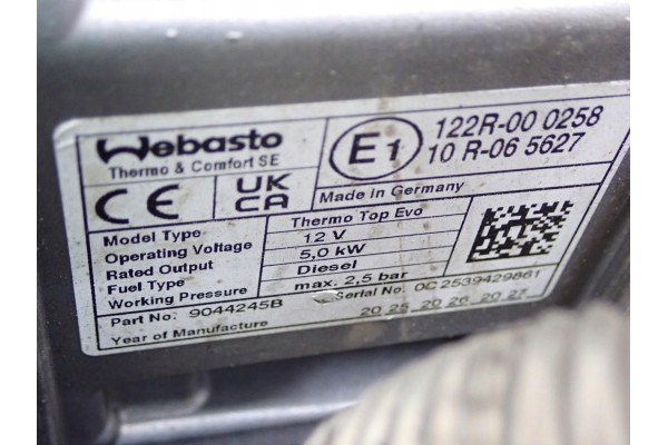 Calefactor Webasto 9859886780 TT EVO Peugeot Traveller 2.0 HDI 25R