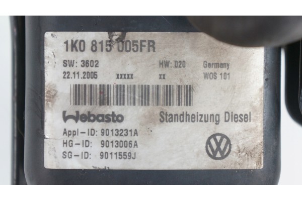 VW Touran 1T webasto stove THERMO TOP V 1K0815005FR Version European