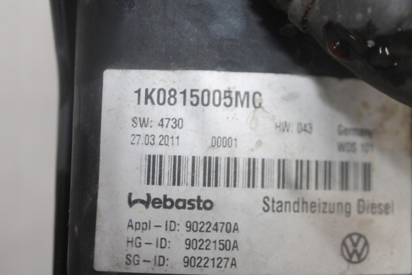 PARKING HEATER WEBASTO 1K0815005MC SKODA SUPERB II 08 13 Car type 4x4 SUV passenger cars