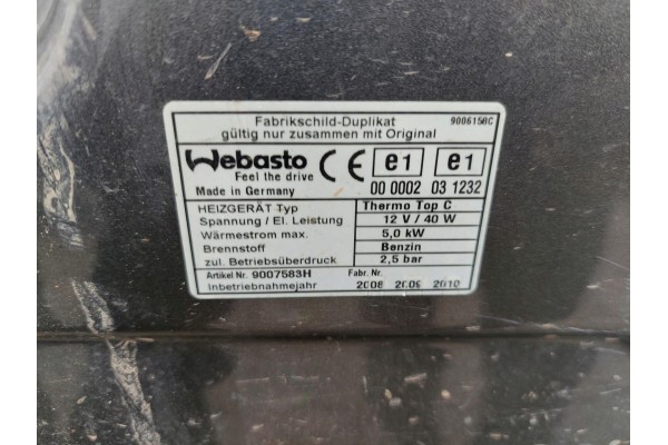 WEBASTO 7L0819008F Calefacción estacionaria Porsche Cayenne S I 7L 4.