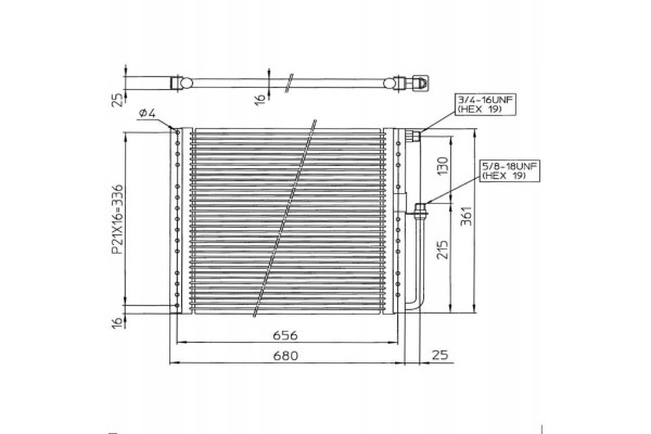 CONDENSER COOLER 680x361x16 UNIVERSAL Catalog number of the part CEL2373