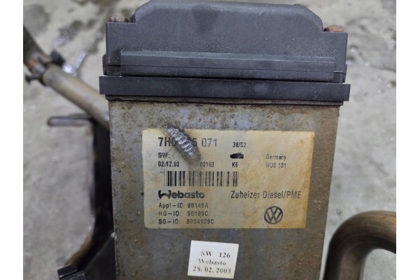 VW T5 heater parking heater WEBASTO 7H0815071 Part manufacturer Volkswagen OE