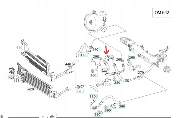 SUPPORT CABLE MERCEDES ORIGINAL A2044605424 OM642 Packaging status original