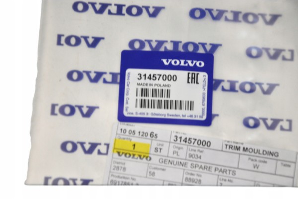 VOLVO XC40 front left door scraper strip Part manufacturer Volvo OE
