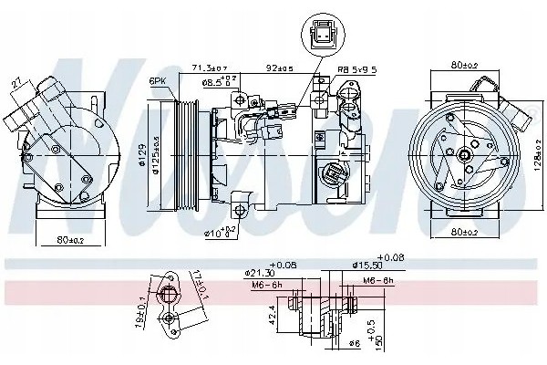 Compresor de aire acondicionado Nissens 890586 Vsc-14EC para Renault Clio IV Hatchback usado 8