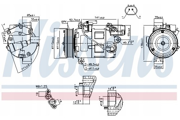 Compressor air conditioning NISSENS 89086 Part manufacturer Nissens