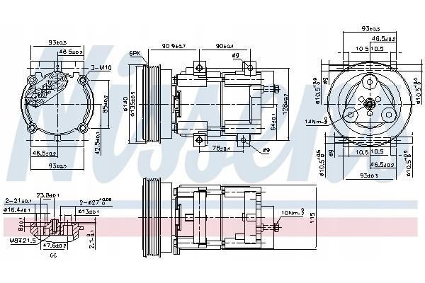 Compressor air conditioning NISSENS 89191 Part manufacturer Nissens