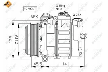 COMPRESSOR AIR CONDITIONING COMPRESSOR 32053 NRF Catalog number of the part 32053