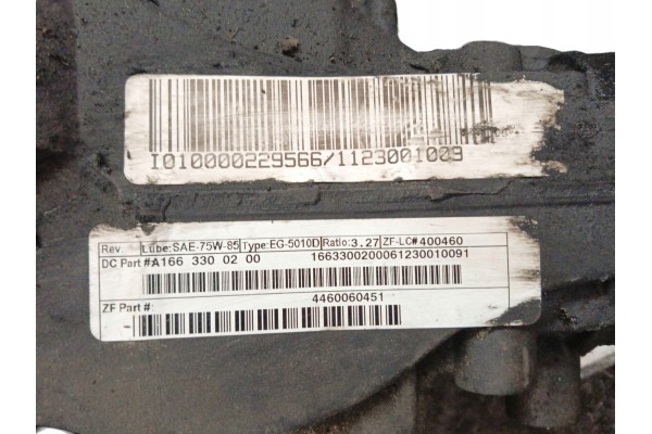DIFFERENTIAL BRIDGE DIFFERENTIAL FRONT MERCEDES ML W166 X166 A1663300200 3 27 Catalog number of the part MM_A1663300200 3 27