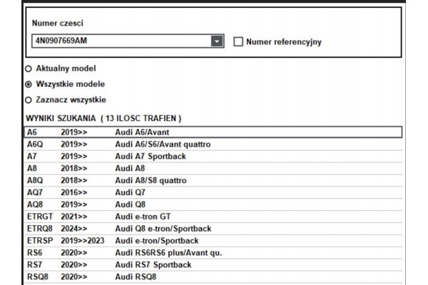 Lane Assistant Audi 4N0907669AM A6 A7 A8 Q7 Q8 E TRON Radar Bumper Catalog number of the part distronic przod przedni grill 4N09