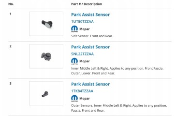 Parking Sensor Bumper Front PDC Jeep Grand Cherokee WK Dodge Durango Part manufacturer Bosch