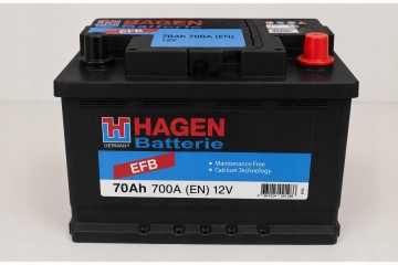 Car Battery Hagen 12V 70Ah 700A EFB Factory Shop Exide