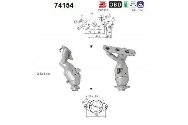 CATALYTIC CONVERTER 74154 AS NISSAN MICRA IV K13K