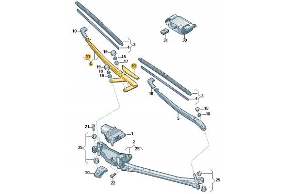 WIPER FRAME FRONT VW TOUAREG 7L ORIGINAL Catalog number of the part 7L5955408G
