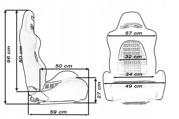 Asiento Bucket Bride K700 con Montura Plegable