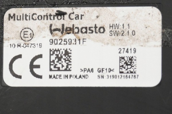 CONTROL PANEL WEBASTO MULTICONTROL 9025931F Car type passenger cars