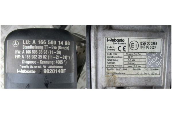 WEBASTO MERCEDES ML 166 ML166 A1665001498 Catalog number of the part A1665001498