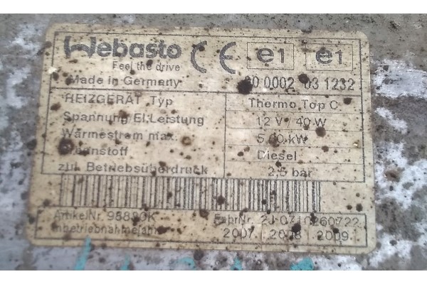 Calefactor estacionario Webasto para CITROEN JUMPY II 2.0 HDI
