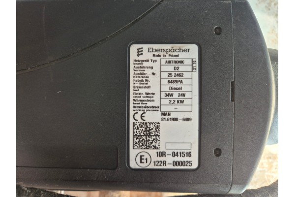 WEBASTO PARKING HEATING D2 2 2 KW MAN TGX TGS TGL TGM 81619006409 Catalog number of the part WEBASTO 81619006409 tedi