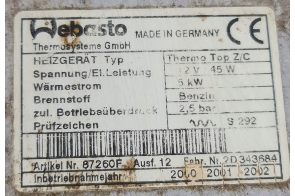 WEBASTO PARKING HEATER MERCEDES W220 3 2 V6 Part manufacturer Mercedes Benz OE
