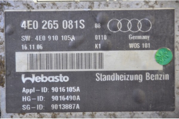 VW AUDI WEBASTO 4E0265081S Car type passenger cars