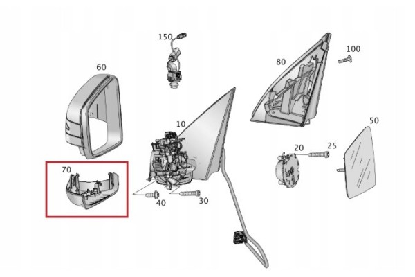MERCEDES ML GLE W166 C292 Lower housing mirror left OE Packaging status original