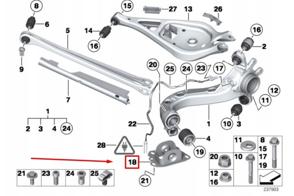 BMW X3 E83 Rear Left Trailing Arm Bracket 33303411877 3411877 Quality of parts according to GVO O original with manufacturer s l