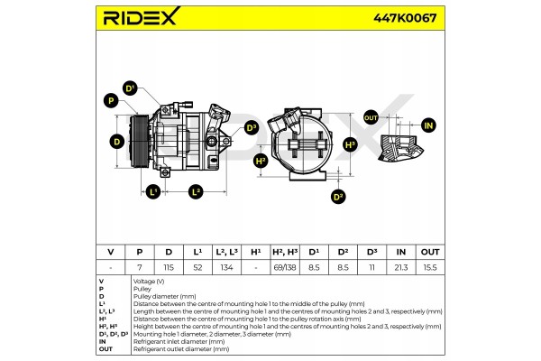 Air conditioning compressor RIDEX 447K0067 for VAUXHALL Vivaro Van X82 Car type passenger cars