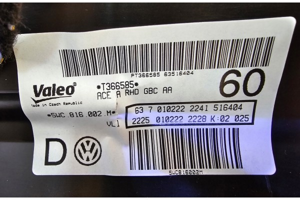 VW GOLF TIGUAN HEATER 5WC816002M ENGLISH Catalog number of substitutes 5WC816002M