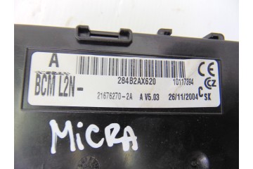 284B2AX620  CAJA RELES / FUSIBLES NISSAN MICRA (K12E) Acenta 2005 284B2AX620 189454 NISSAN - 1