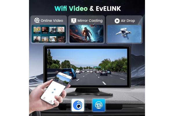 Car Radio Portable Car Screen10 36 inch CarPlay 2x Cameras Batteries included no