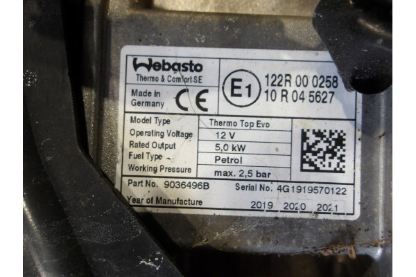 Volvo V60 II S60 III 2019 2025 2 0 T8 Parking heater Webasto Catalog number of the part 31694777