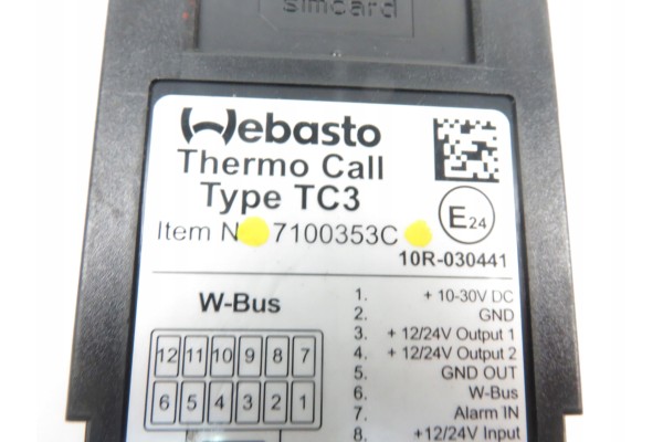 MODULE WEBASTO THERMO CALL TC3 BMW 7100353C Catalog number of the part M876396 7100353C