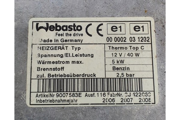 WEBASTO HEATER PORSCHE CAYENNE 4 5 V8 7L0819008D Car type passenger cars