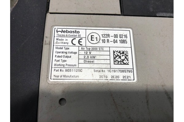 WEBASTO AIR TOP 2000 STC RENAULT MASTER III Bus 2 3 Product weight with unit packaging 5 kg