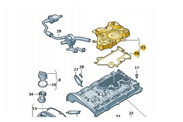 Separador de Aceite Ventilación Cárter Volkswagen Audi Seat Skoda Cu