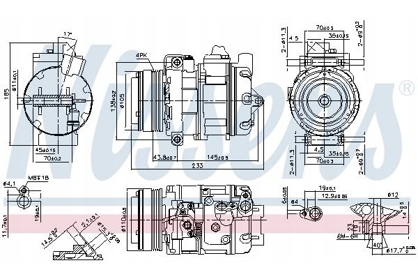 AIR CONDITIONING COMPRESSOR NISSENS 890292 Catalog number of the original BMW 61136917368 BMW 64526917368 BMW 64526917864 BMW 64