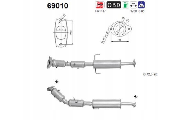 CATALYST TOYOTA AURIS LEXUS CT 200h 1 8 Hybrid Catalog number of the part 69010